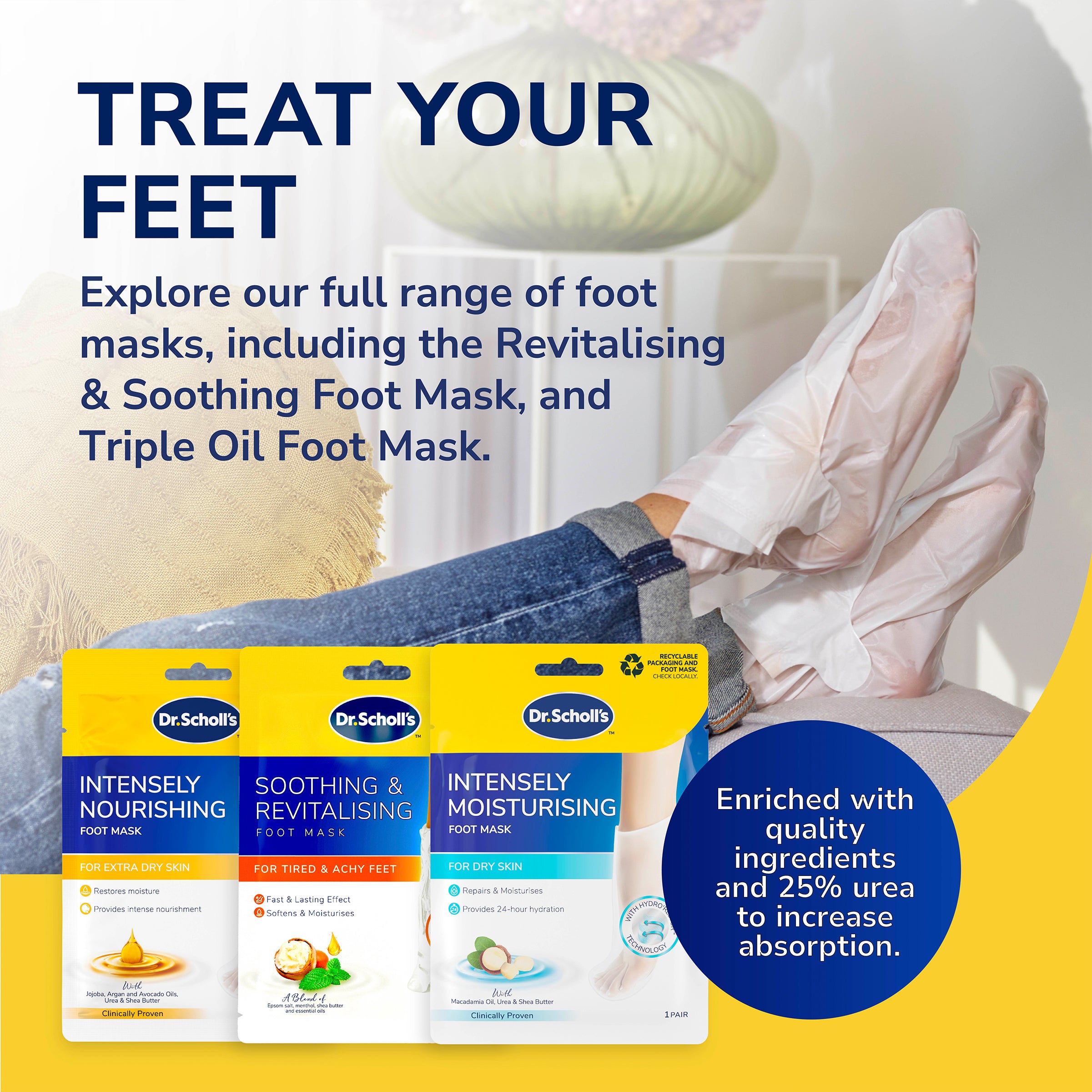 Dr. Scholl’s™ Intensely Moisturising Foot Mask (Macadamia)