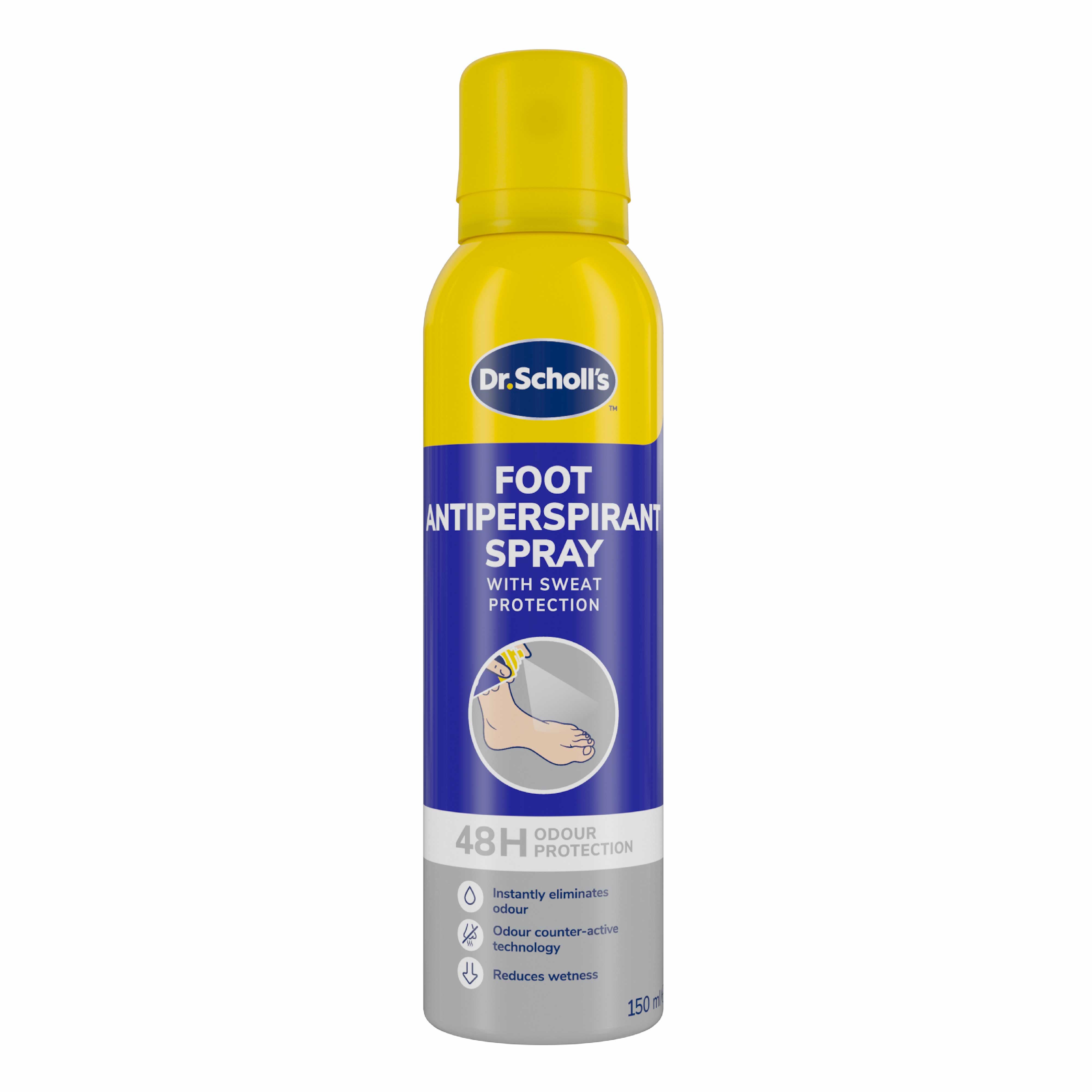 Dr. Scholl’s™ Foot Antiperspirant Spray with Sweat Protection – 48H Odour Protection (150ml)