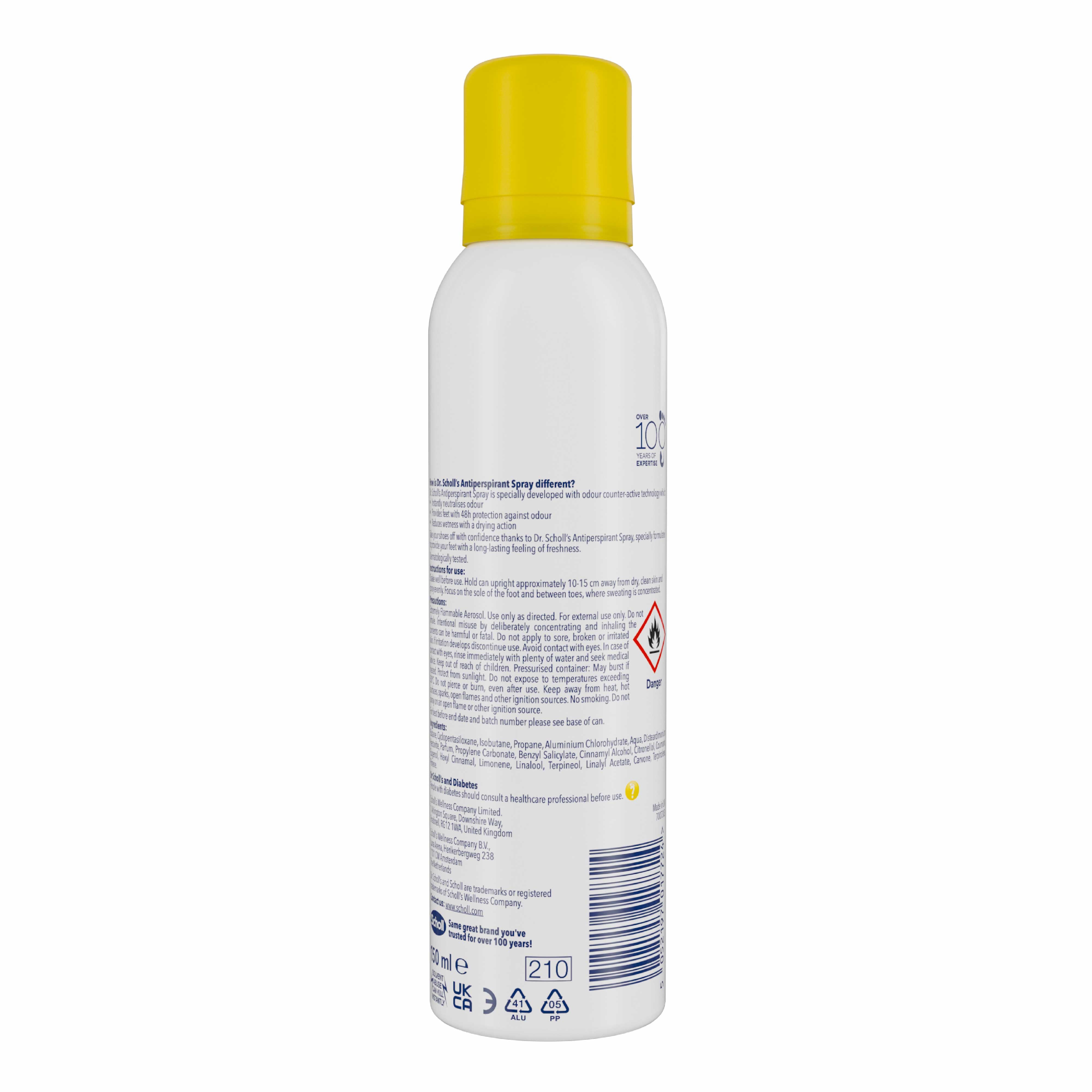Dr. Scholl’s™ Foot Antiperspirant Spray with Sweat Protection – 48H Odour Protection (150ml)