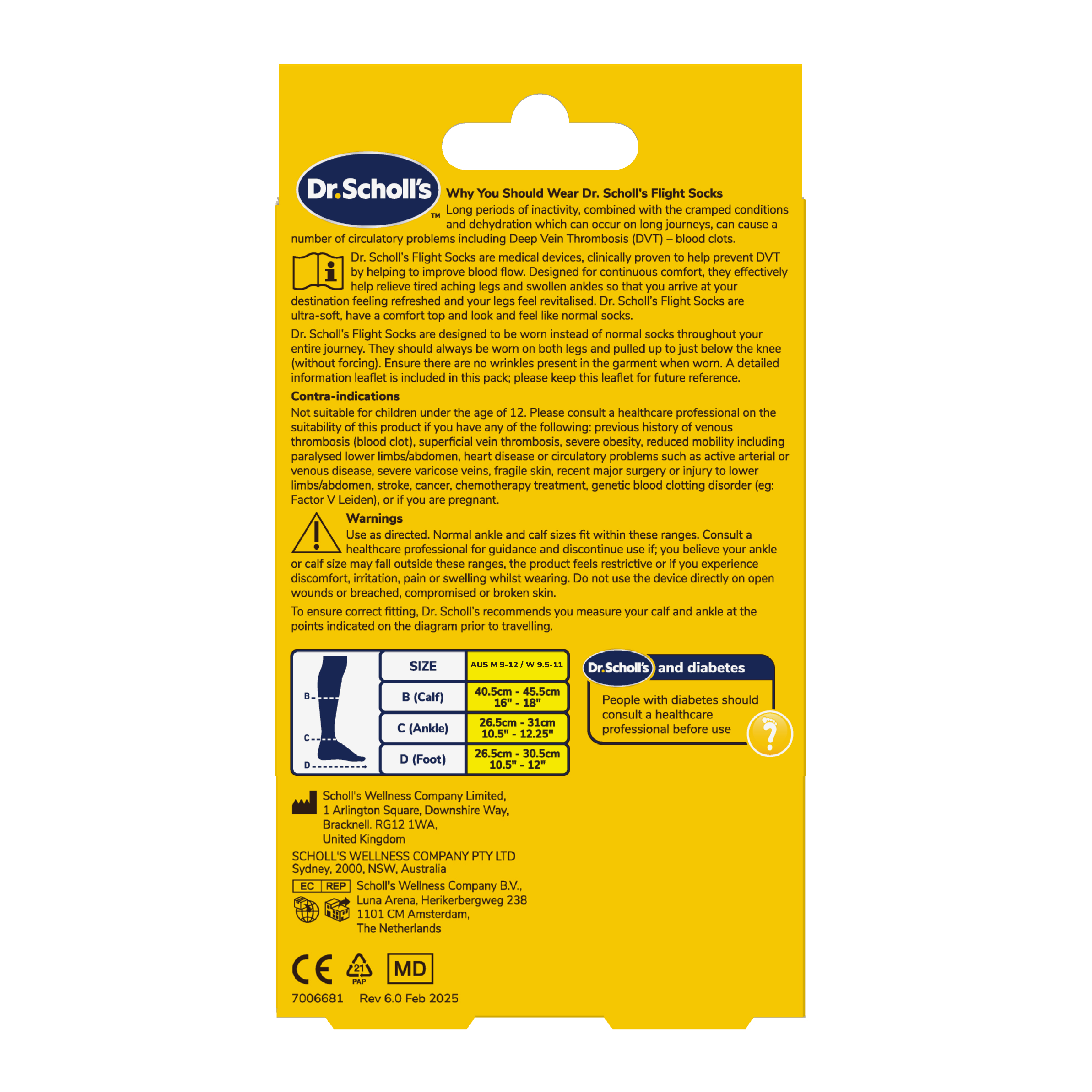 Scholl Travel and Compression Socks - Cotton Black (Large)