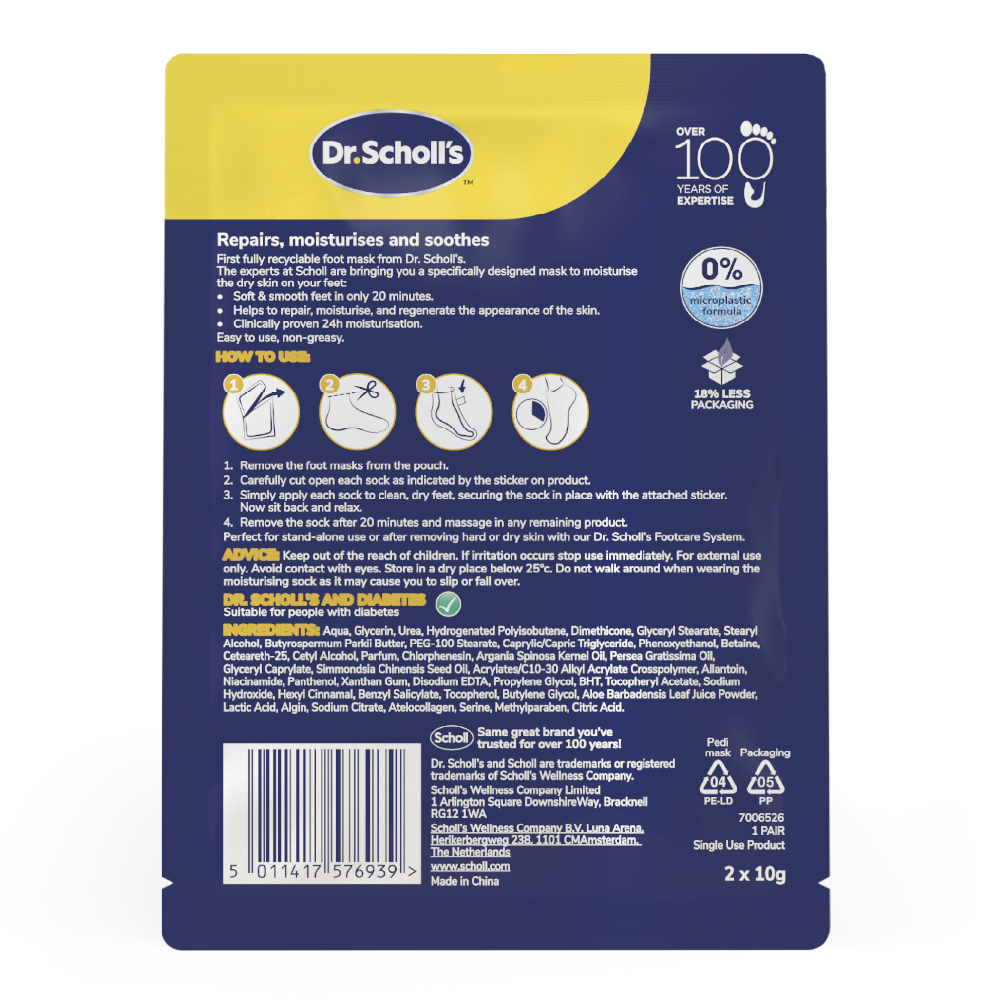 Dr. Scholl’s™ Nourishing Foot Mask for Extra Dry Skin – 1 Pair