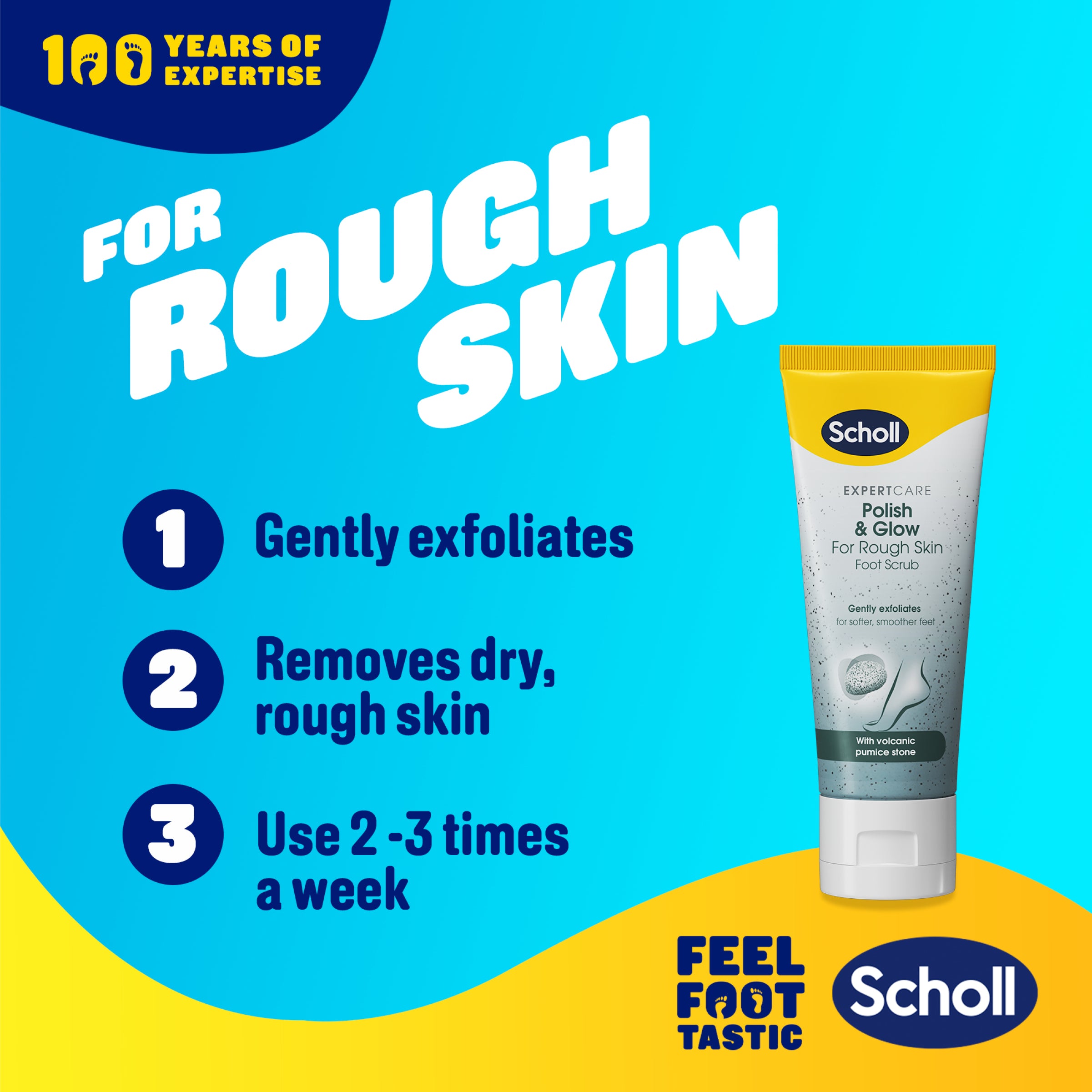 Scholl Polish & Glow Hard Skin Remover Foot Scrub, 75ml