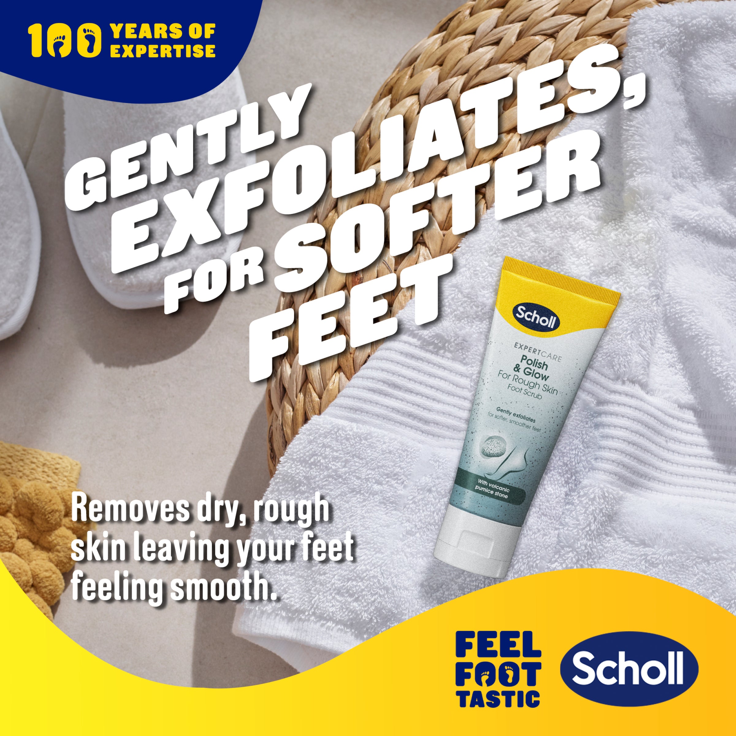 Scholl Polish & Glow Hard Skin Remover Foot Scrub, 75ml