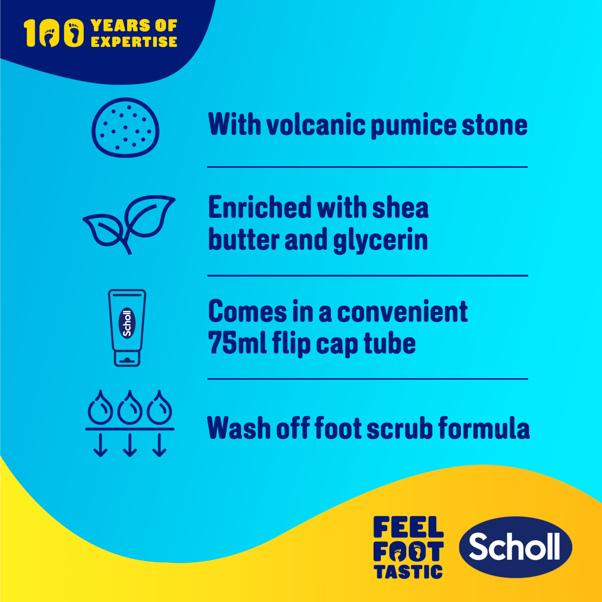 Scholl Polish & Glow Hard Skin Remover Foot Scrub, 75ml