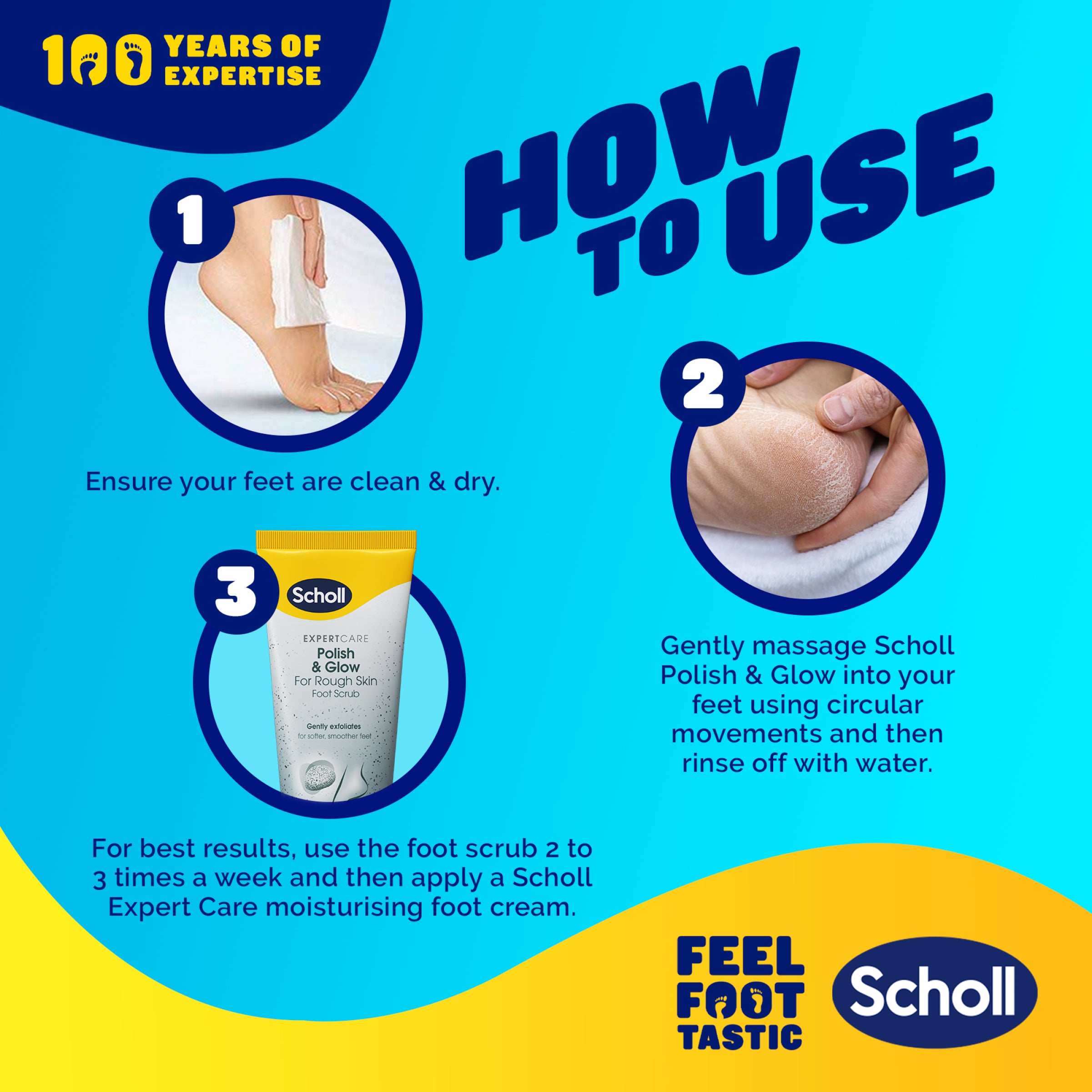 Scholl Polish & Glow Hard Skin Remover Foot Scrub, 75ml