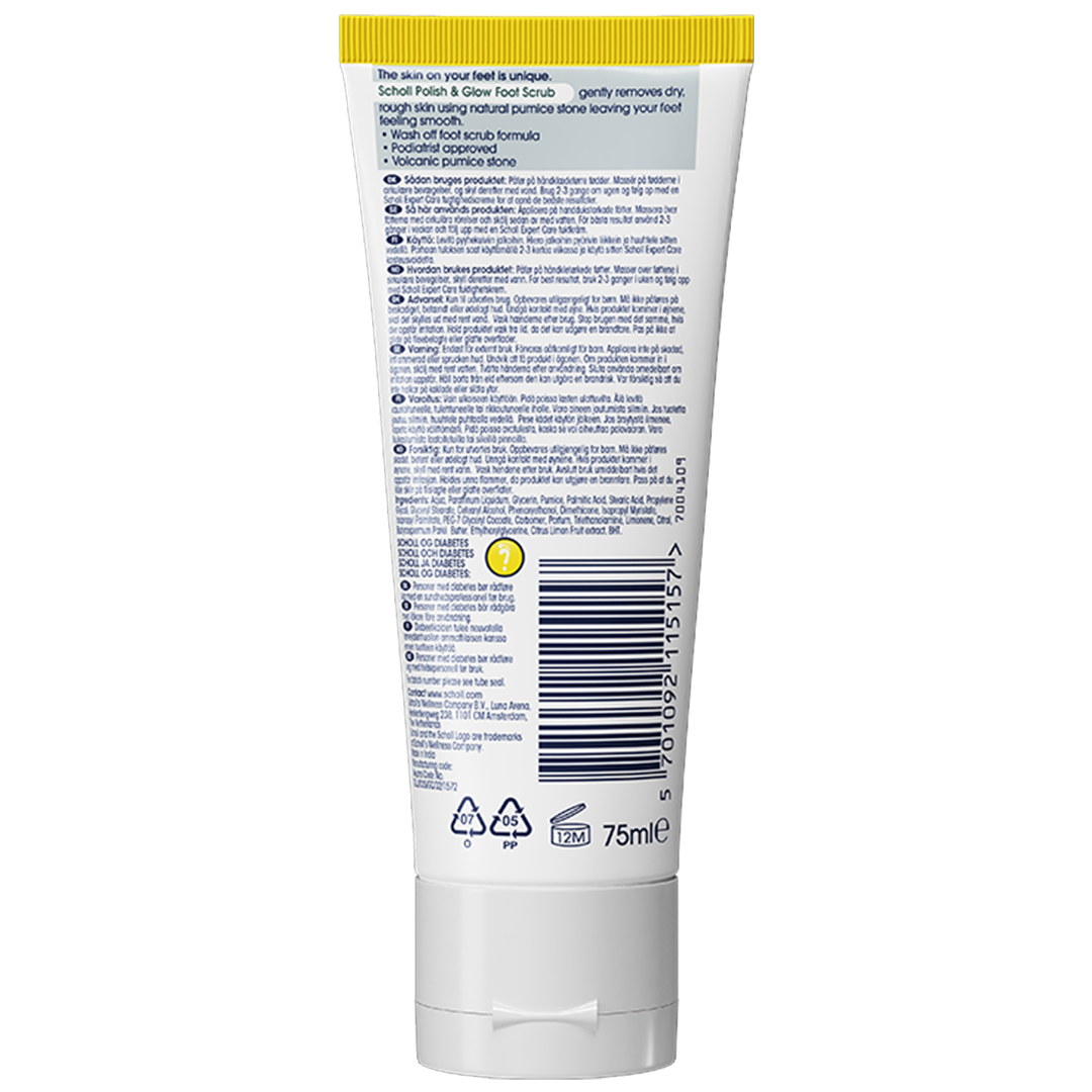 Scholl Polish & Glow Hard Skin Remover Foot Scrub, 75ml