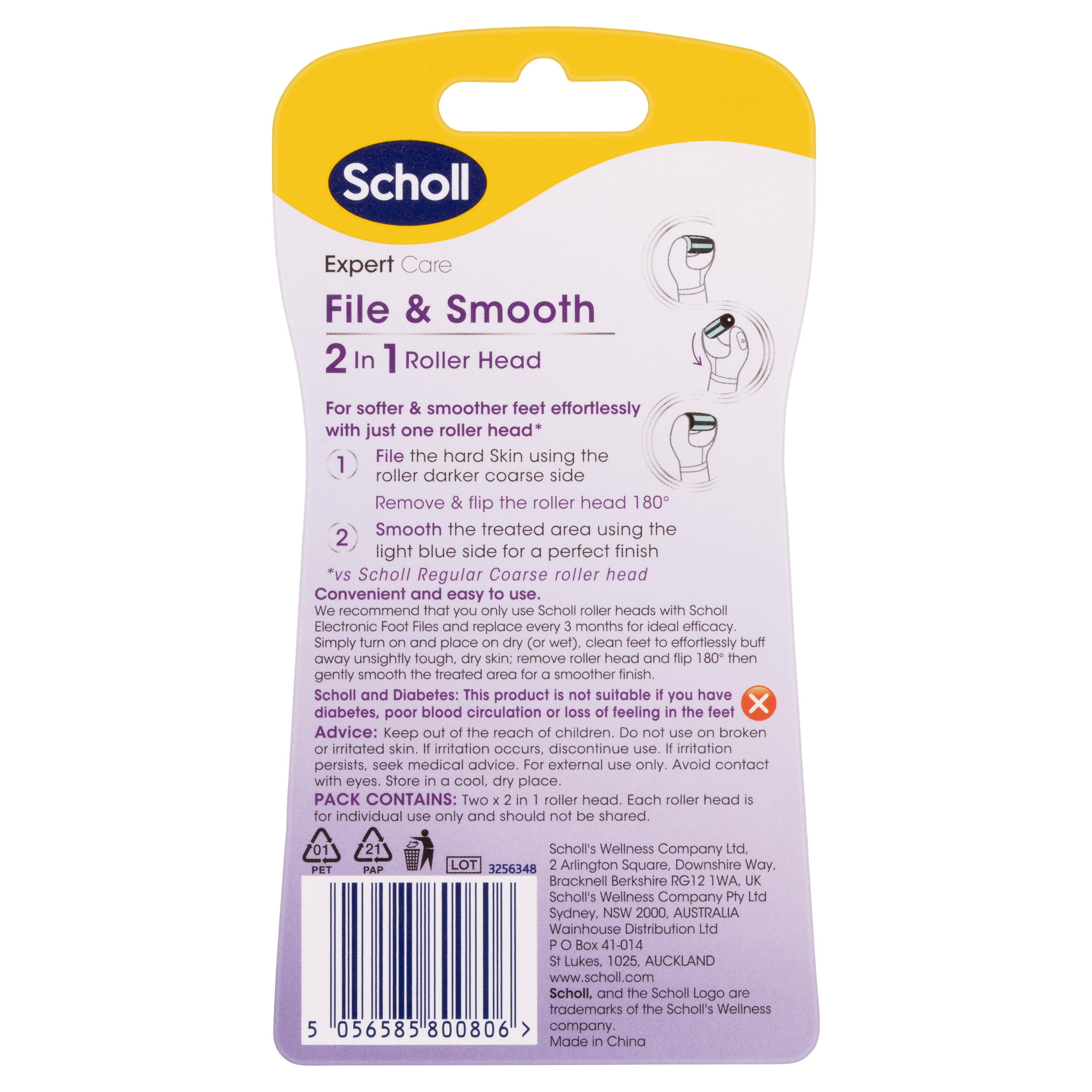 Scholl ExpertCare File and Smooth 2-in-1 Roller Head Refill 2pk